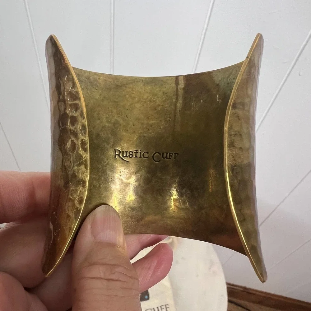 Rustic Cuff Copper Hammered Cuff Bracelet with‎ Dust Bag